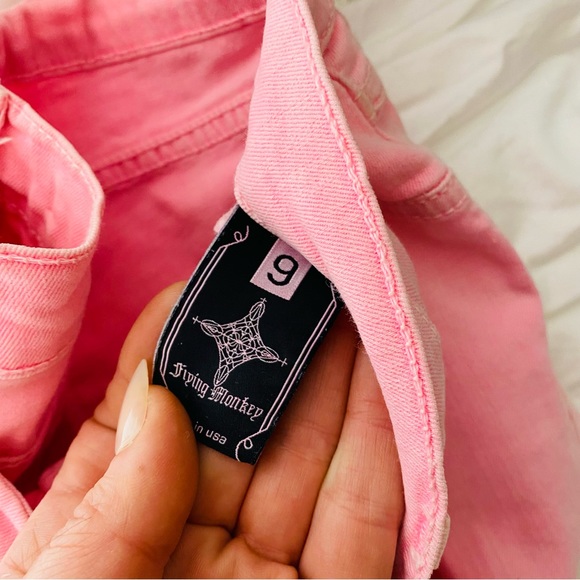 Bright Baby Pink Flying Monkey Ankle Skinny Jeans Jegging 28 9 Buckle - Picture 8 of 8